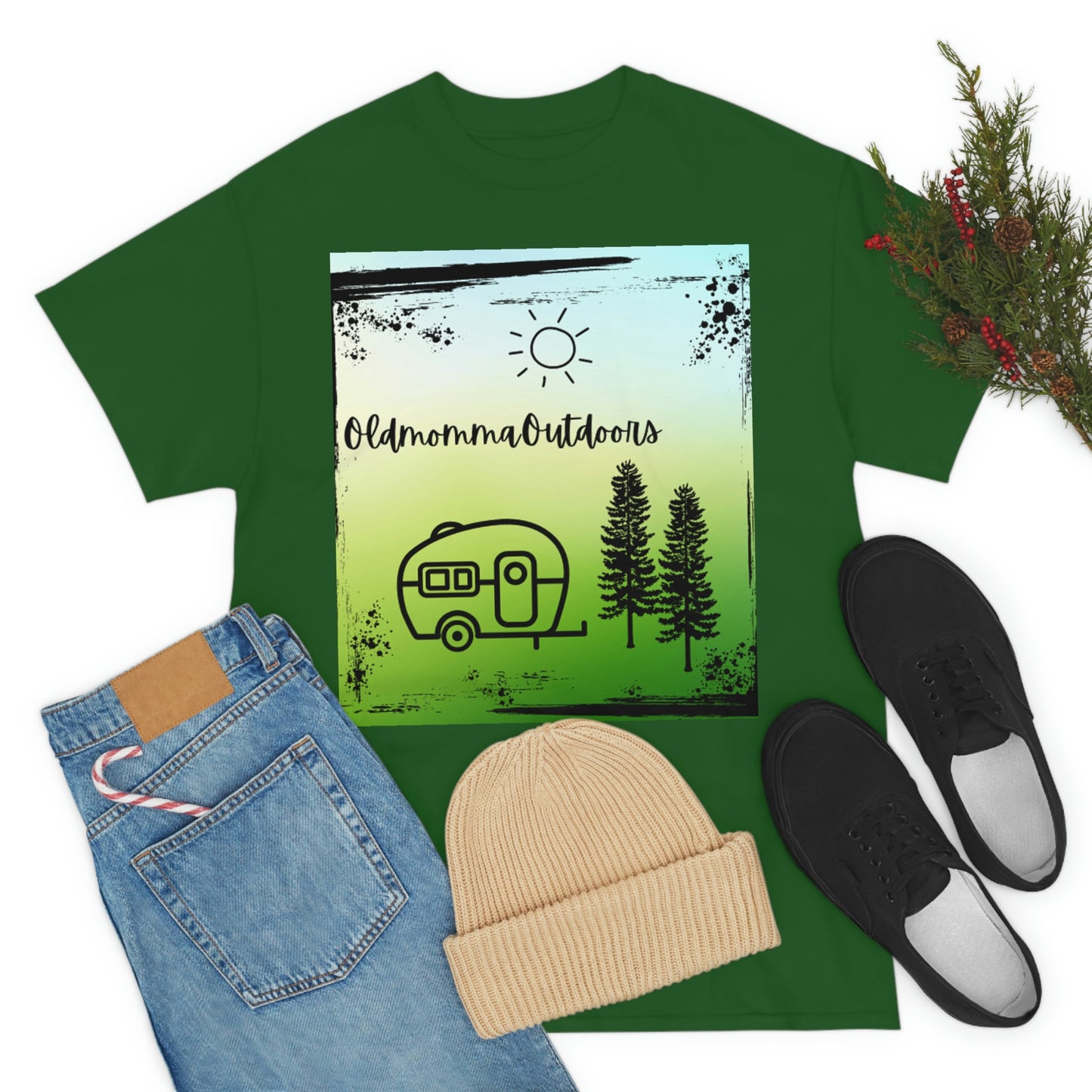 OldmommaOutdoors (Camping) Unisex Heavy Cotton Tee