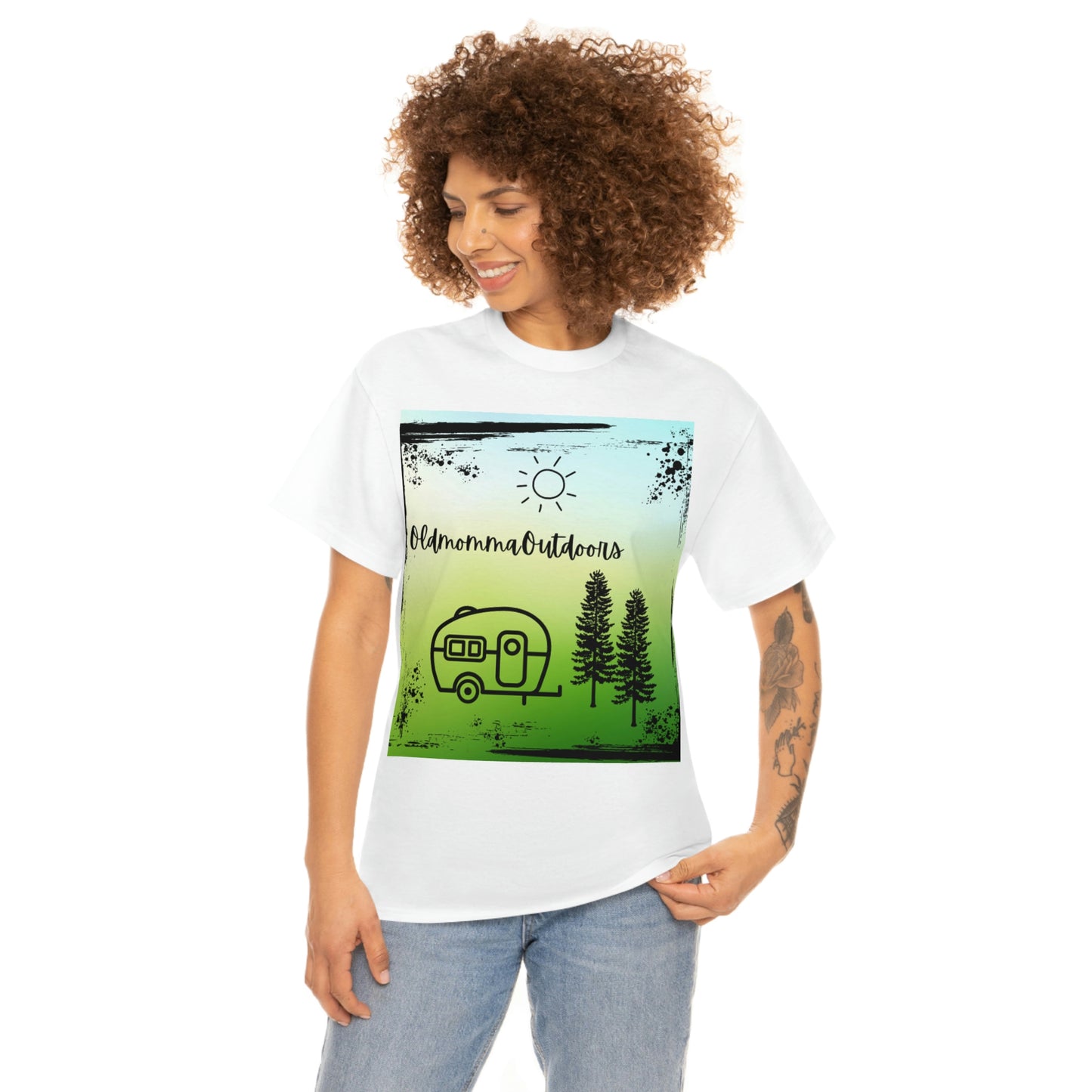 OldmommaOutdoors (Camping) Unisex Heavy Cotton Tee