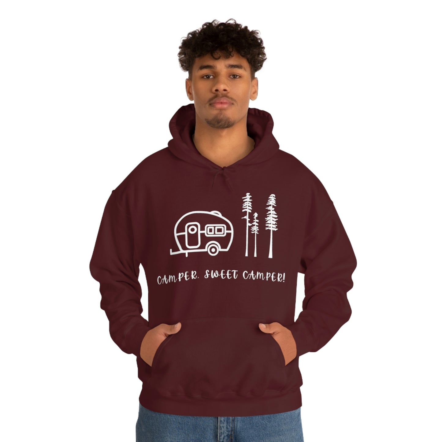 Camper, Sweet Camper Unisex Heavy Blend™ Hooded Sweatshirt, White Lettering