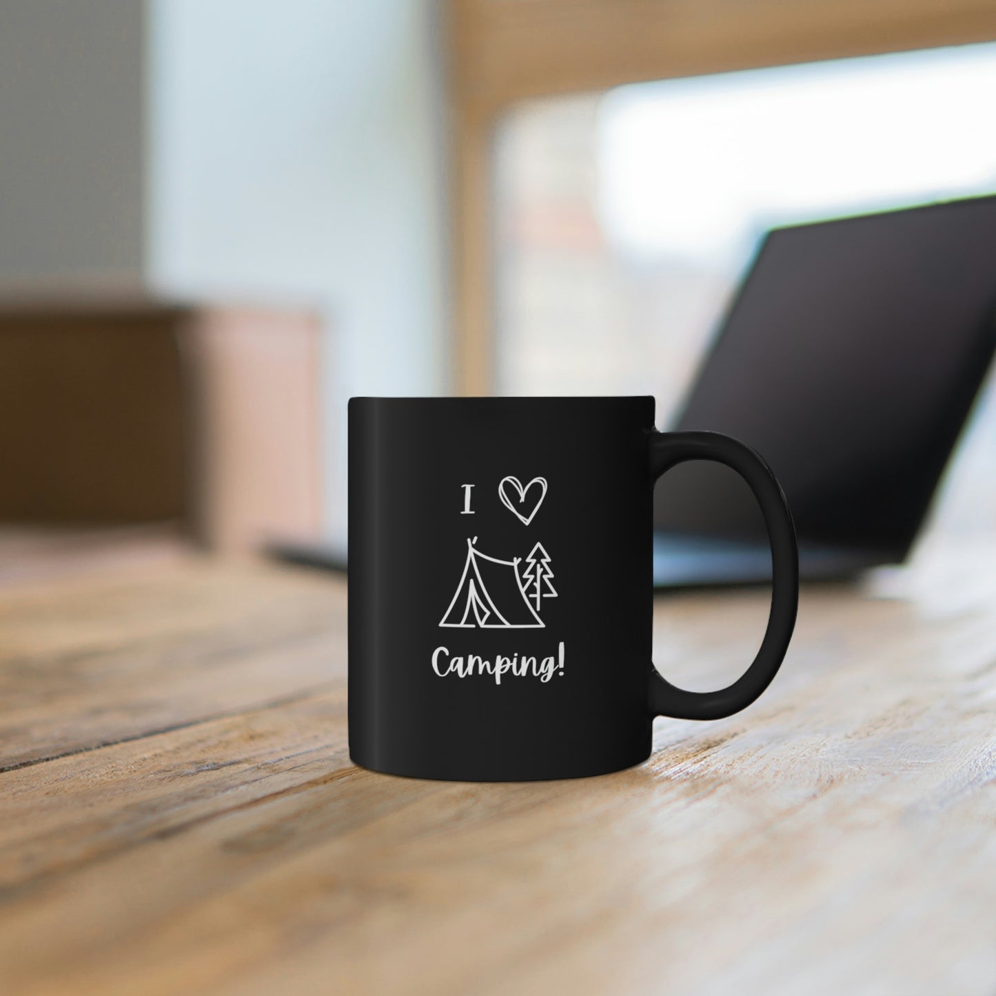 11oz I "Heart" Camping Black Mug