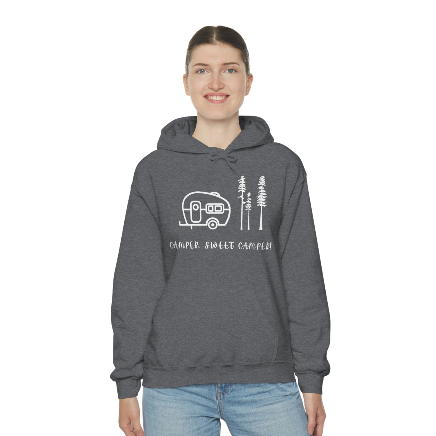 Camper, Sweet Camper Unisex Heavy Blend™ Hooded Sweatshirt, White Lettering