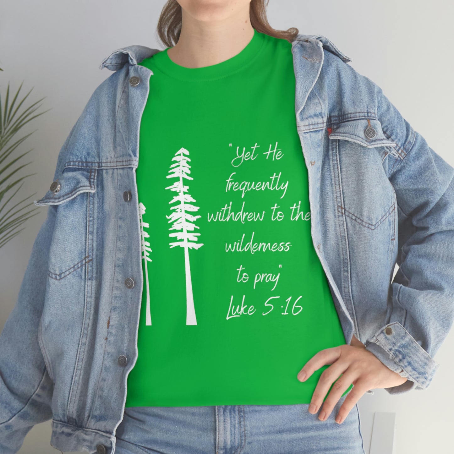 Luke 5:16 Unisex Heavy Cotton Tee, White Lettering