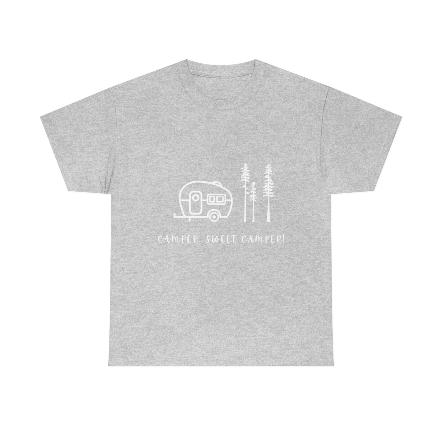 Camper, Sweet Camper Unisex Heavy Cotton Tee, White Lettering