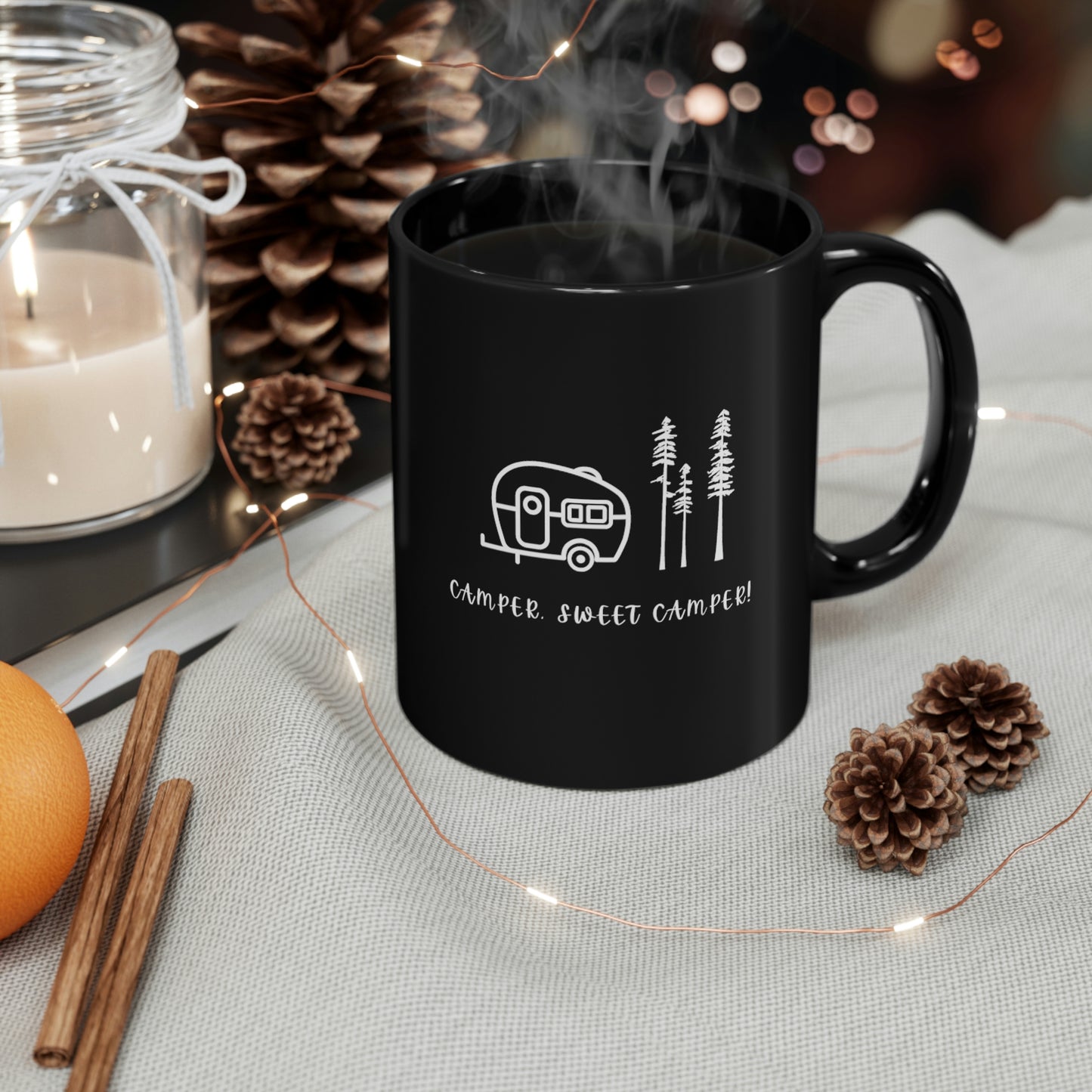 11oz Camper, Sweet Camper Black Mug