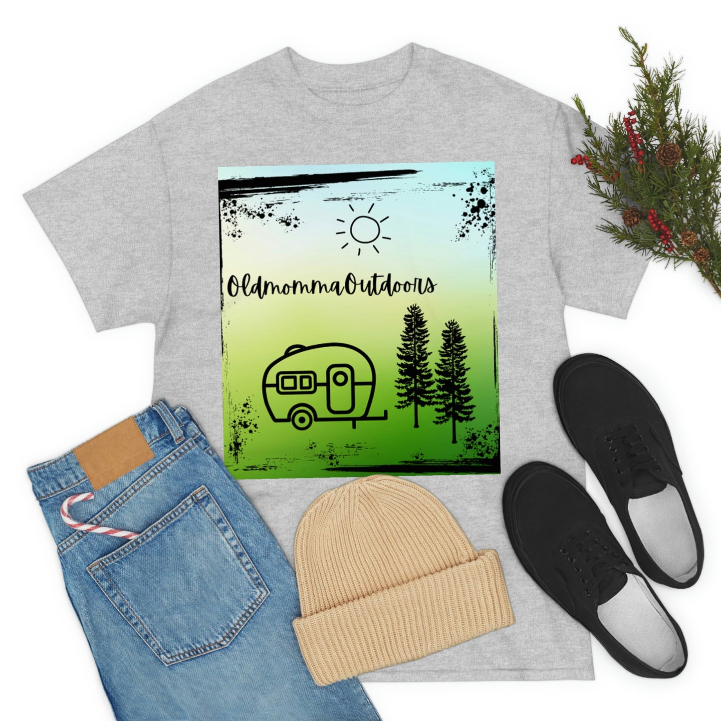 OldmommaOutdoors (Camping) Unisex Heavy Cotton Tee