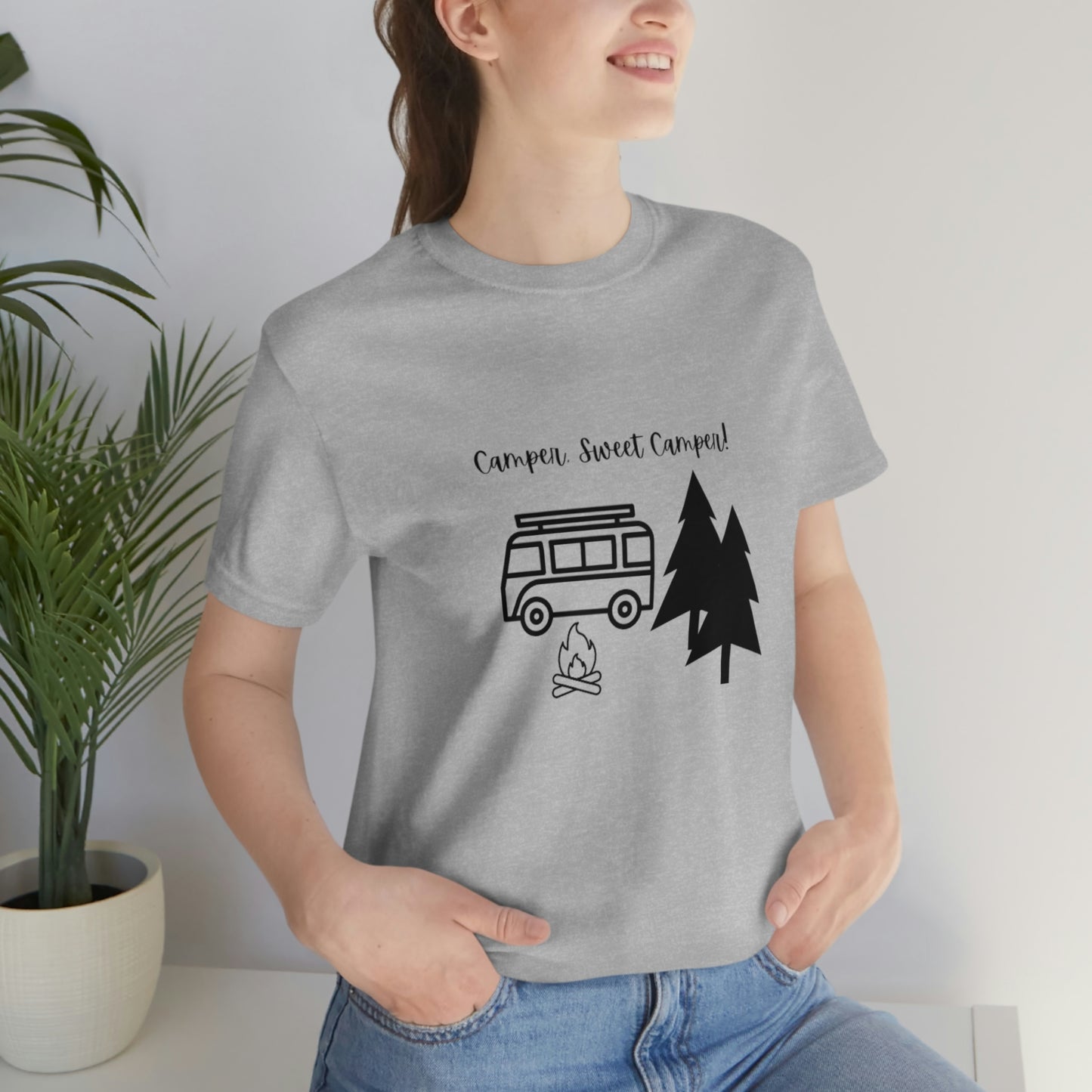 (Van-type) Camper, Sweet Camper Unisex Jersey Short Sleeve Tee, Black Lettering