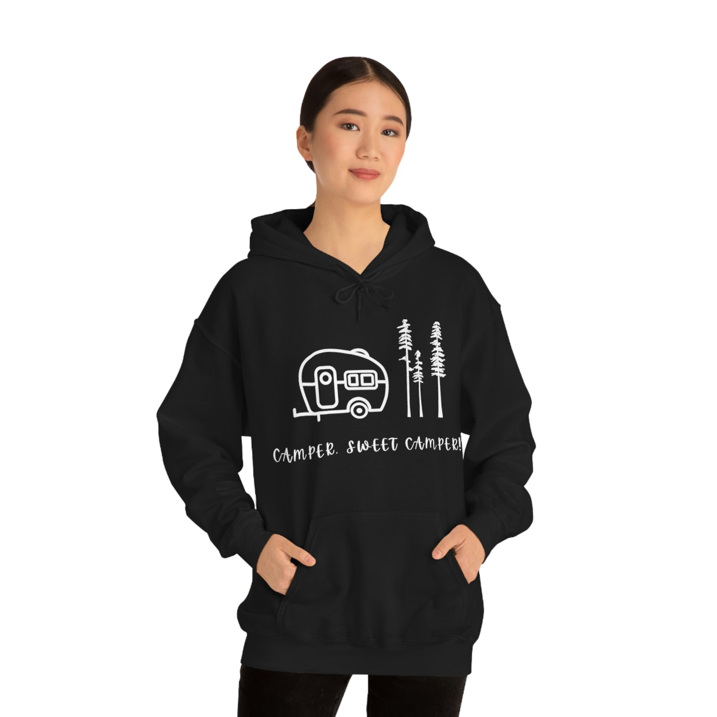 Camper, Sweet Camper Unisex Heavy Blend™ Hooded Sweatshirt, White Lettering