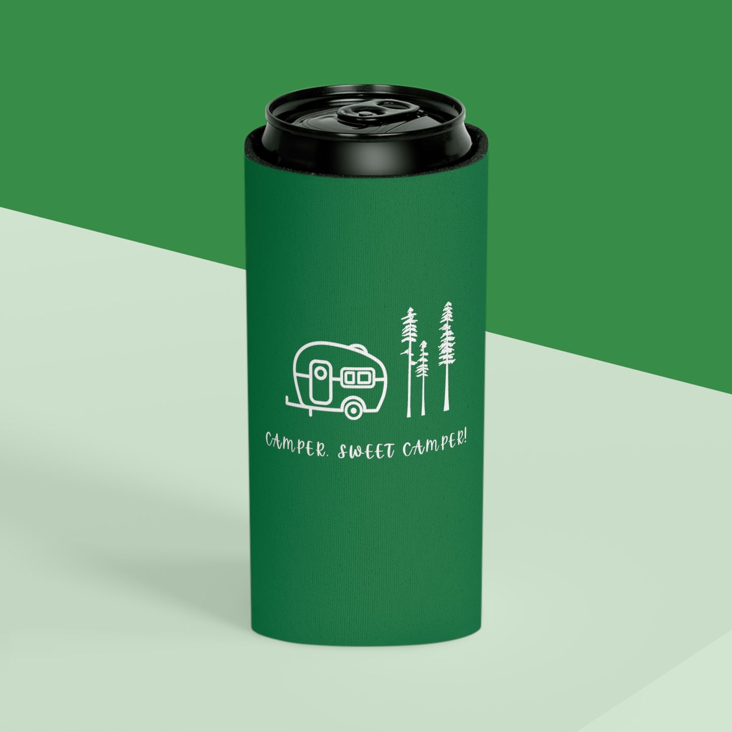 Camper, Sweet Camper Can Cooler, Green