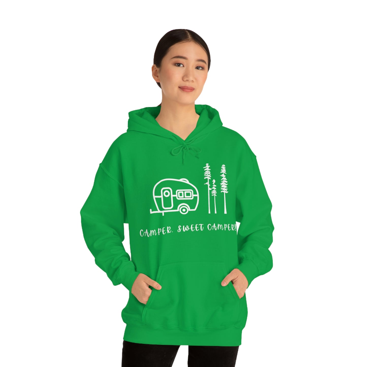 Camper, Sweet Camper Unisex Heavy Blend™ Hooded Sweatshirt, White Lettering