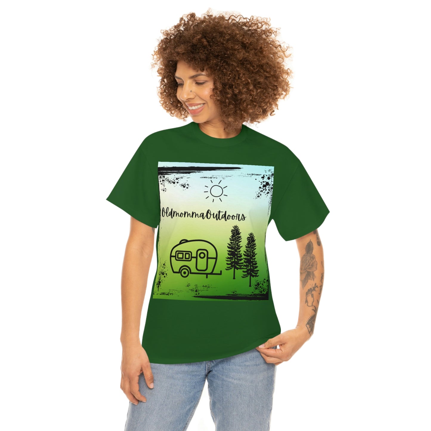 OldmommaOutdoors (Camping) Unisex Heavy Cotton Tee