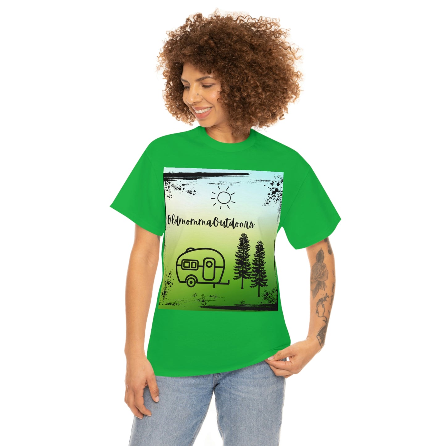 OldmommaOutdoors (Camping) Unisex Heavy Cotton Tee