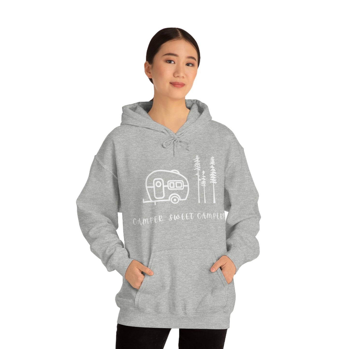 Camper, Sweet Camper Unisex Heavy Blend™ Hooded Sweatshirt, White Lettering