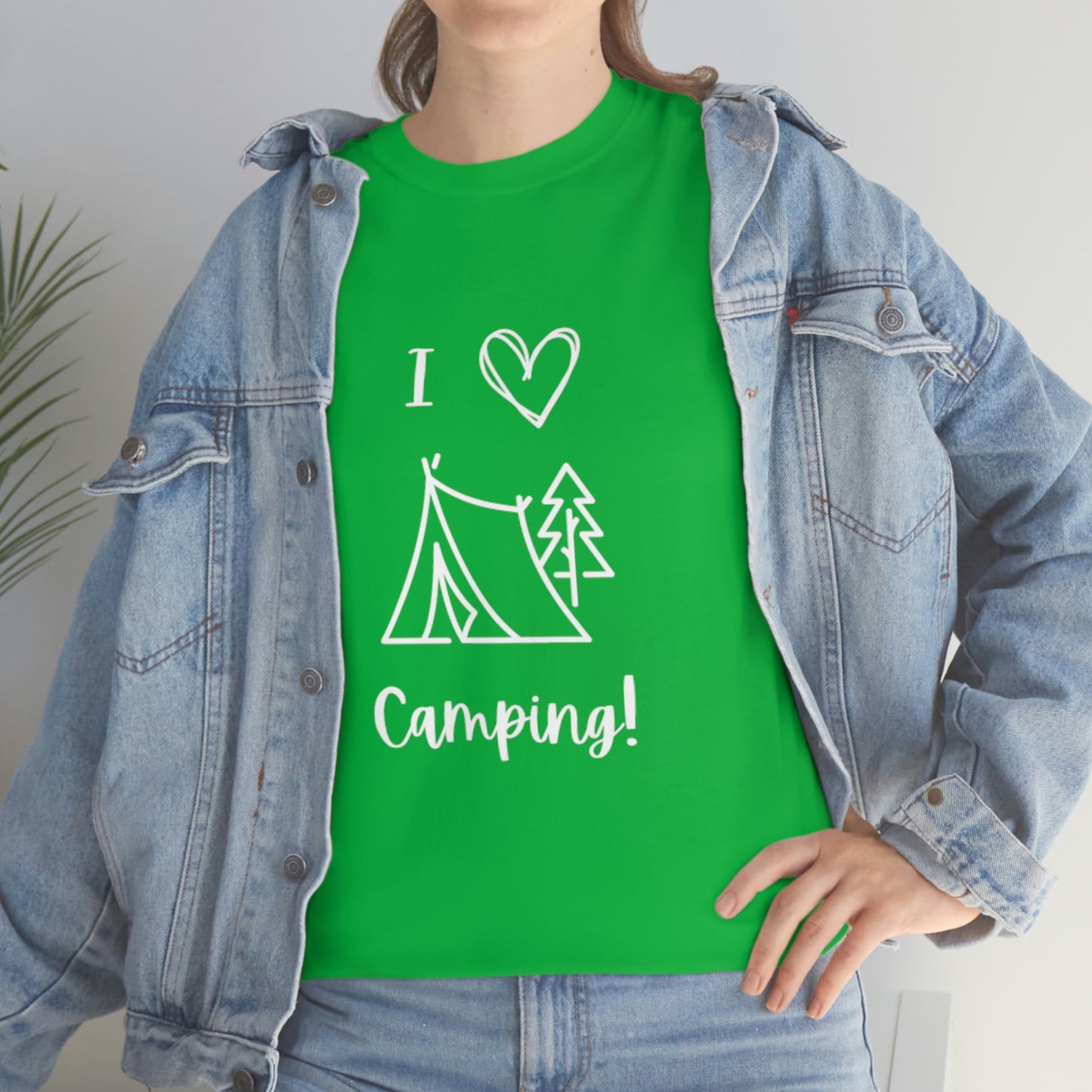 I "Heart" Camping Unisex Heavy Cotton Tee, White Lettering