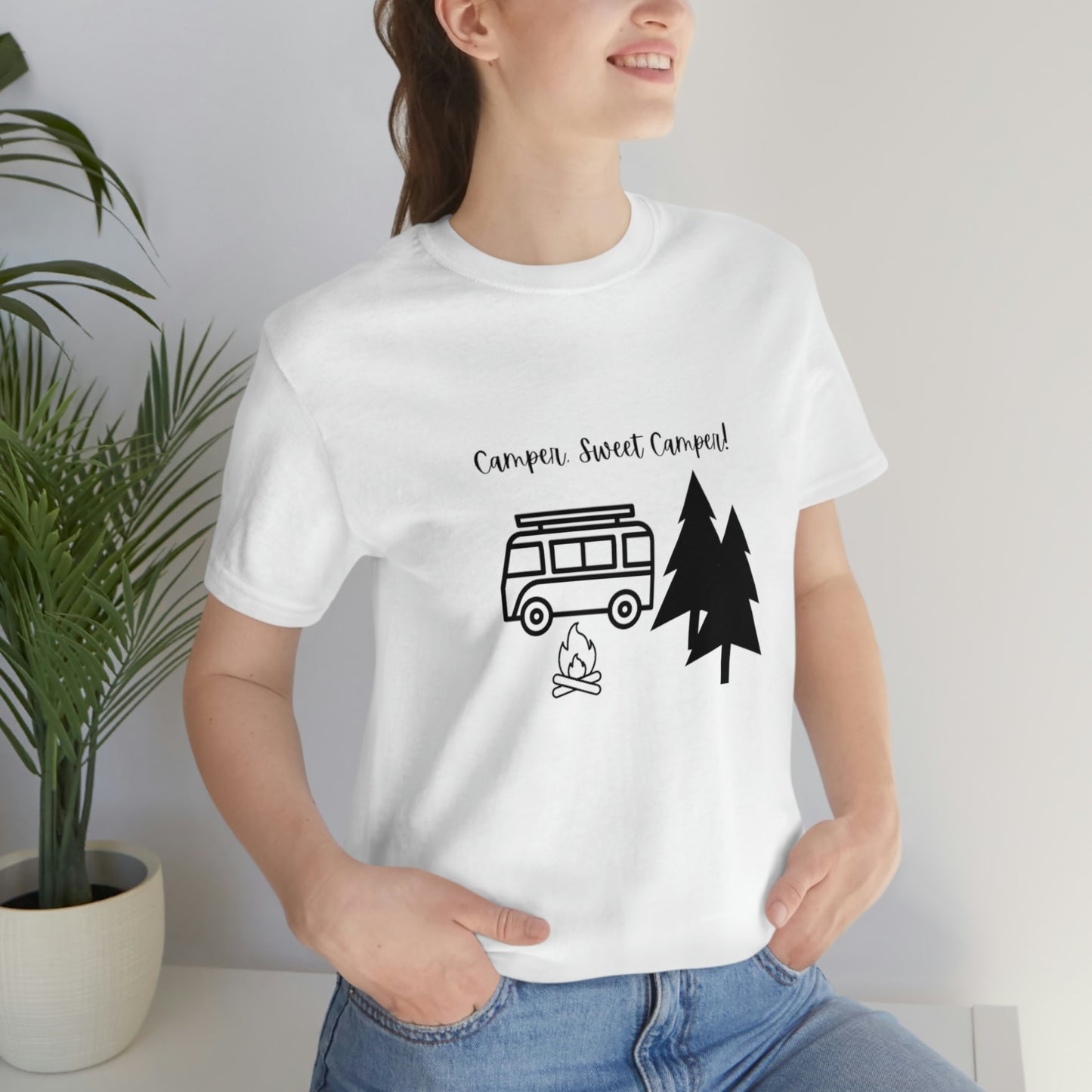 (Van-type) Camper, Sweet Camper Unisex Jersey Short Sleeve Tee, Black Lettering