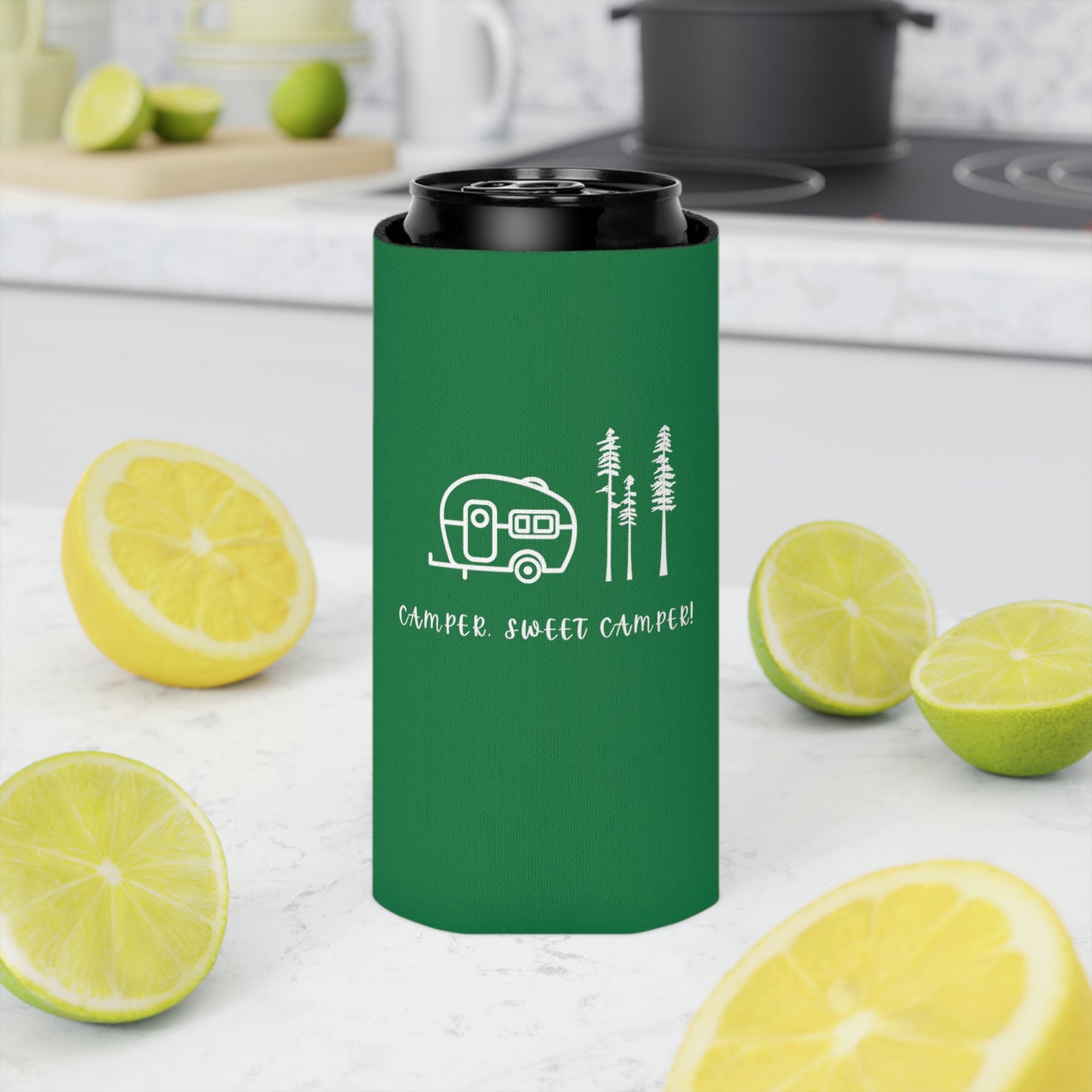 Camper, Sweet Camper Can Cooler, Green