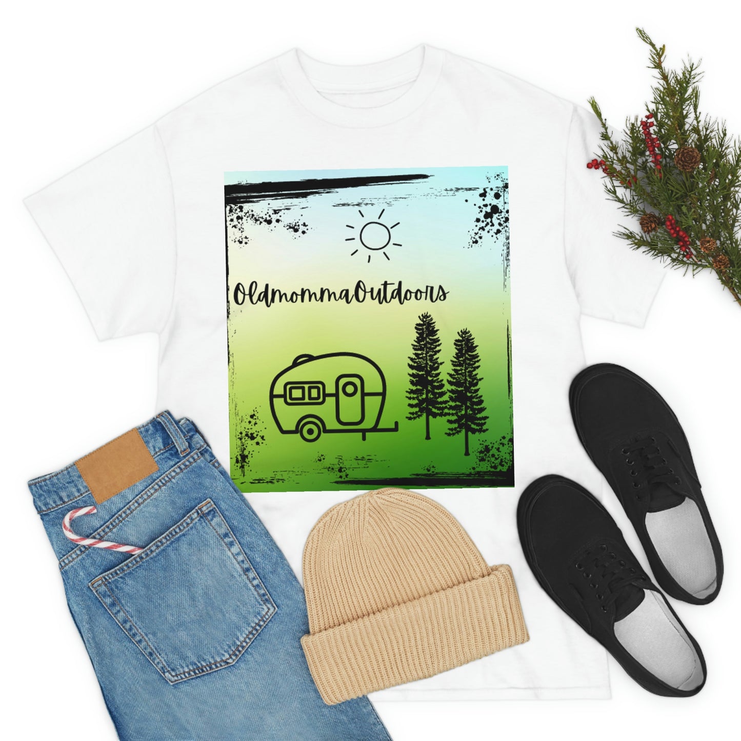 OldmommaOutdoors (Camping) Unisex Heavy Cotton Tee