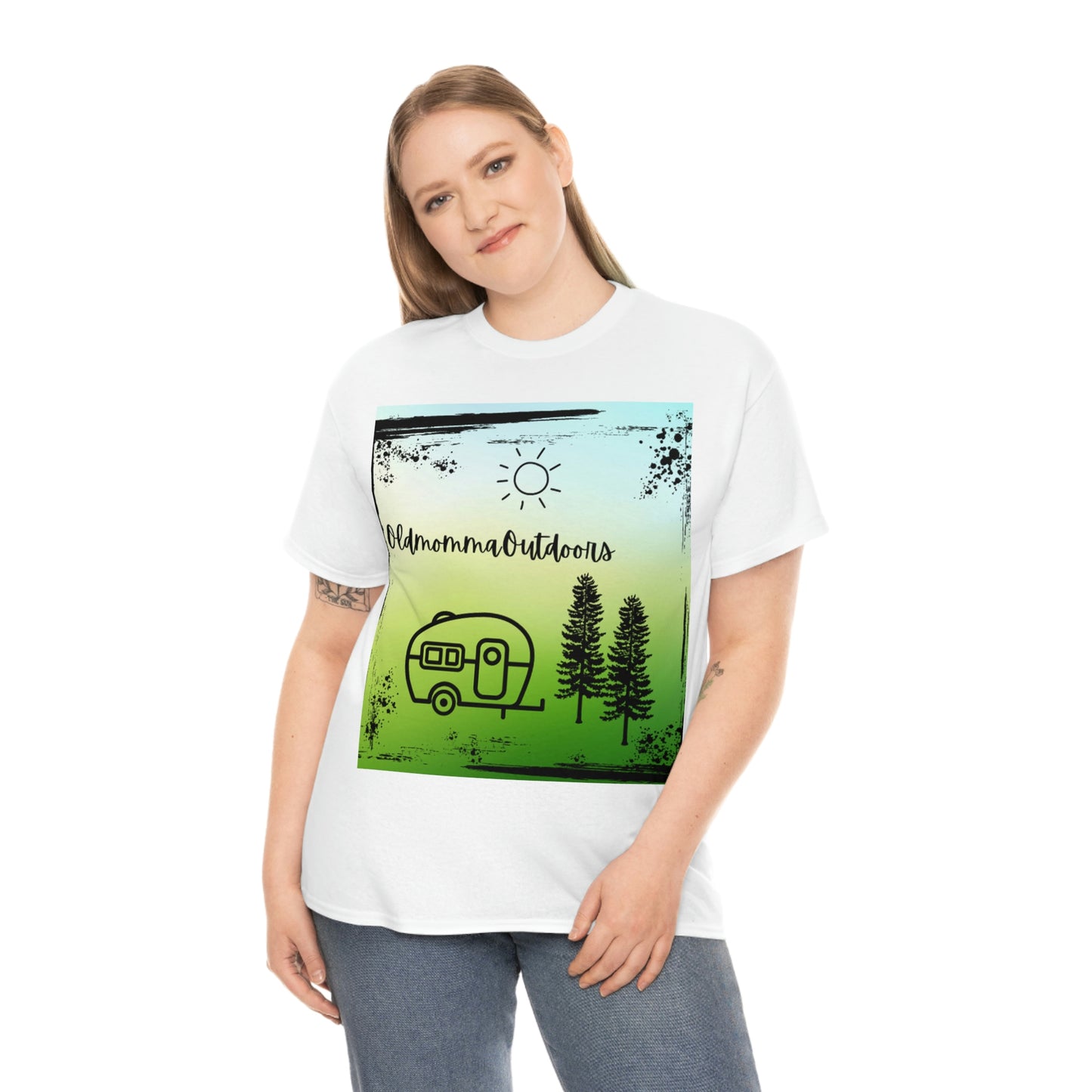 OldmommaOutdoors (Camping) Unisex Heavy Cotton Tee