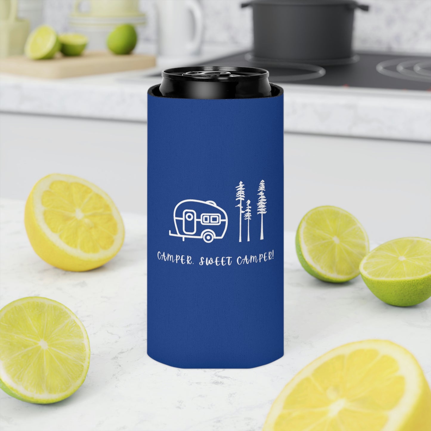 Camper, Sweet Camper Can Cooler, Blue