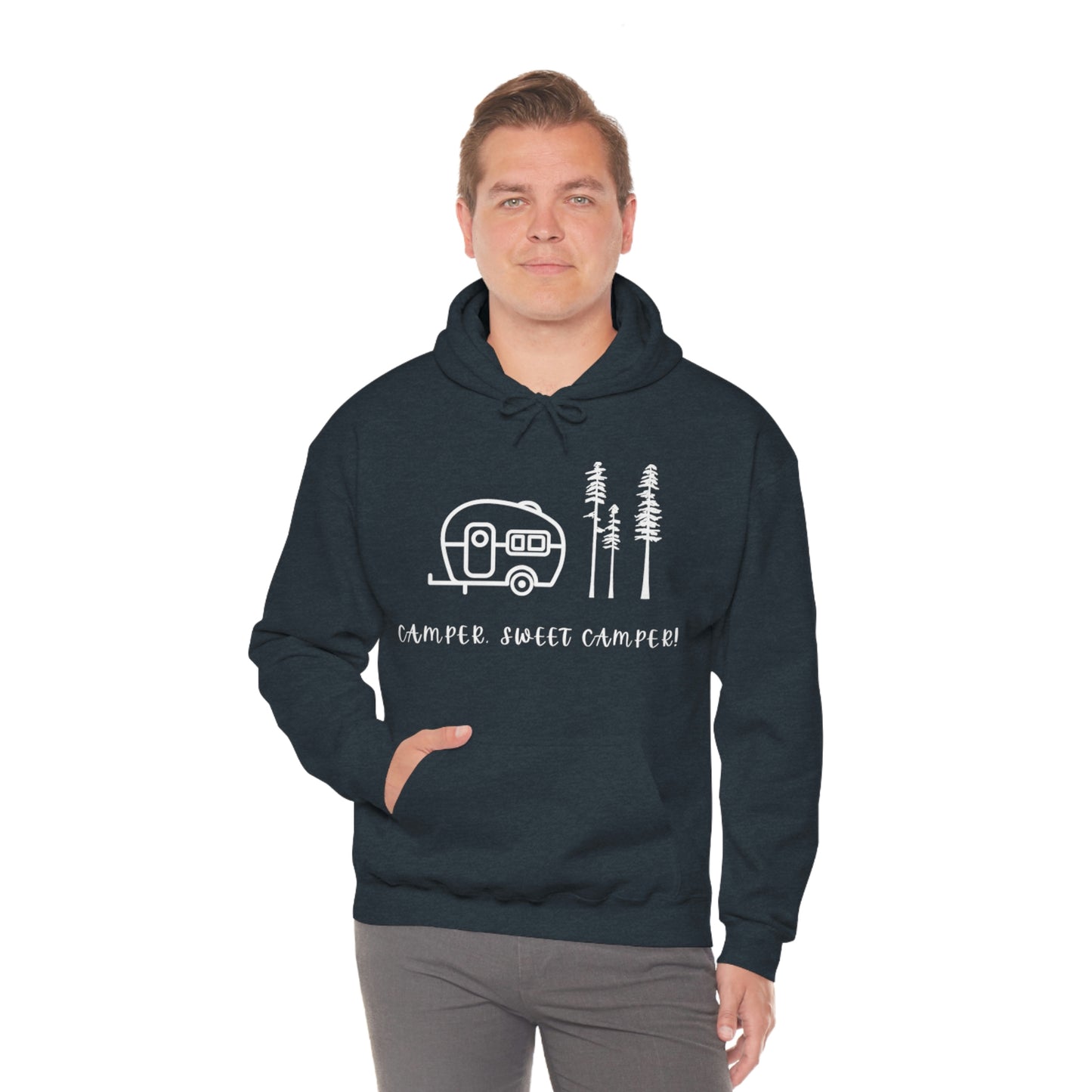 Camper, Sweet Camper Unisex Heavy Blend™ Hooded Sweatshirt, White Lettering