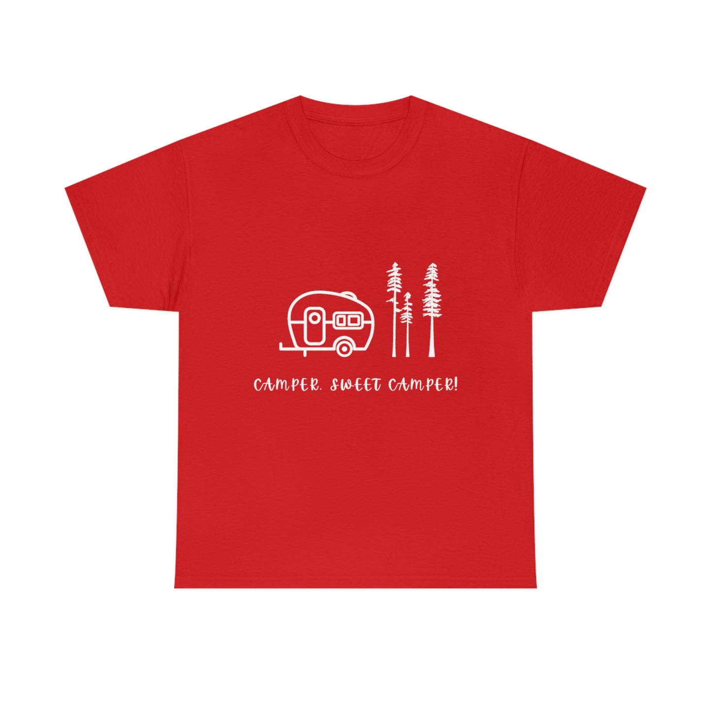 Camper, Sweet Camper Unisex Heavy Cotton Tee, White Lettering