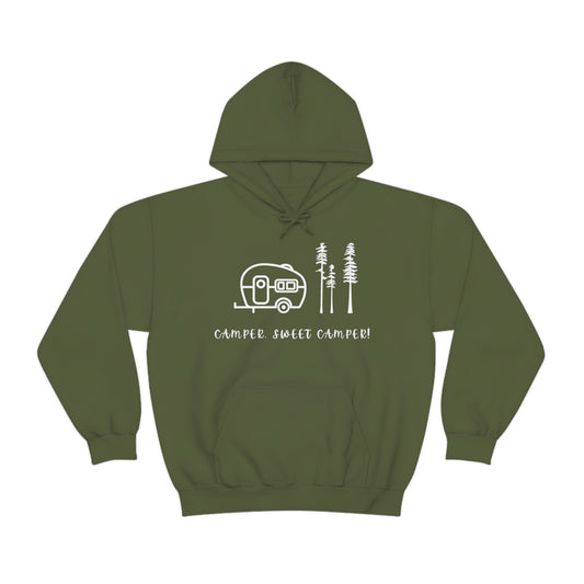 Camper, Sweet Camper Unisex Heavy Blend™ Hooded Sweatshirt, White Lettering