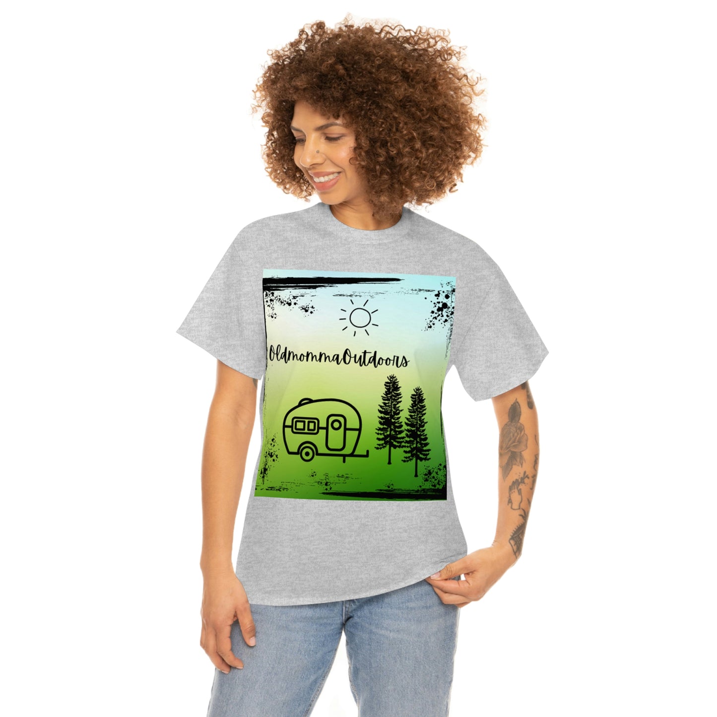 OldmommaOutdoors (Camping) Unisex Heavy Cotton Tee