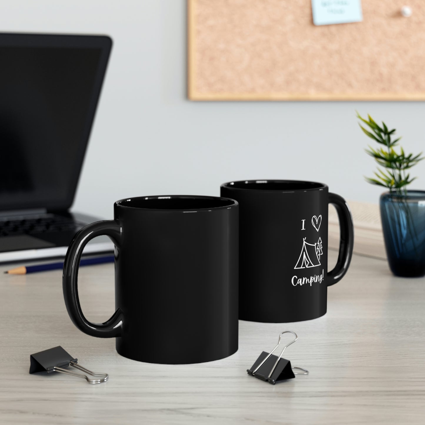 11oz I "Heart" Camping Black Mug