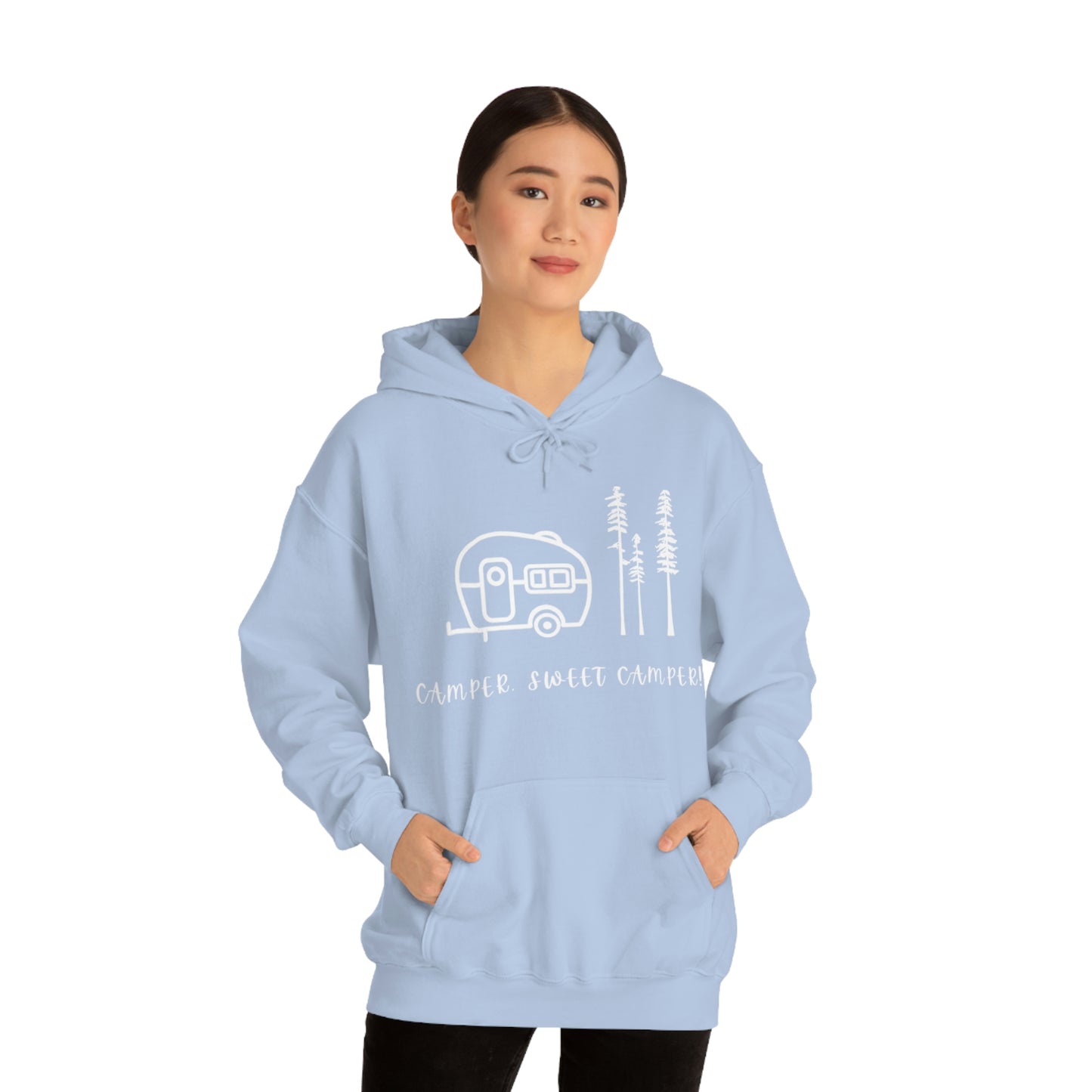 Camper, Sweet Camper Unisex Heavy Blend™ Hooded Sweatshirt, White Lettering