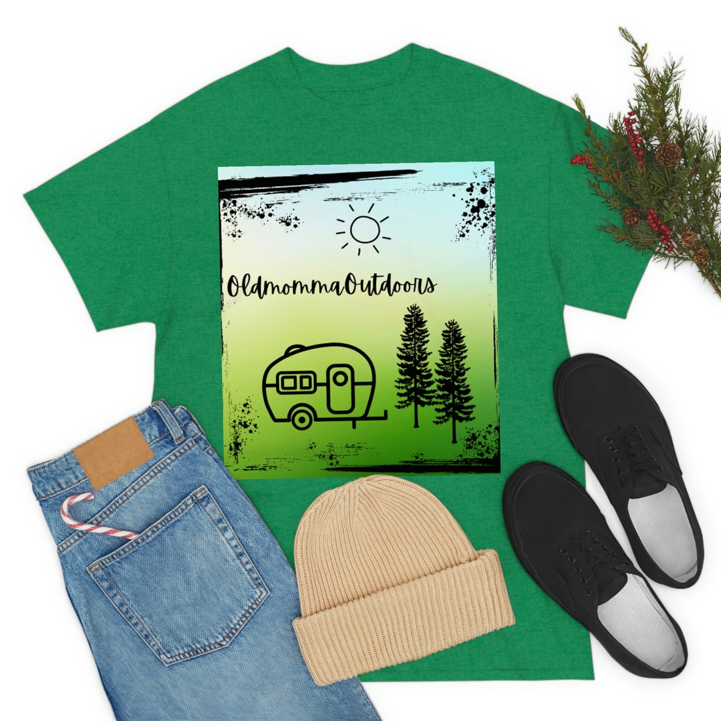 OldmommaOutdoors (Camping) Unisex Heavy Cotton Tee