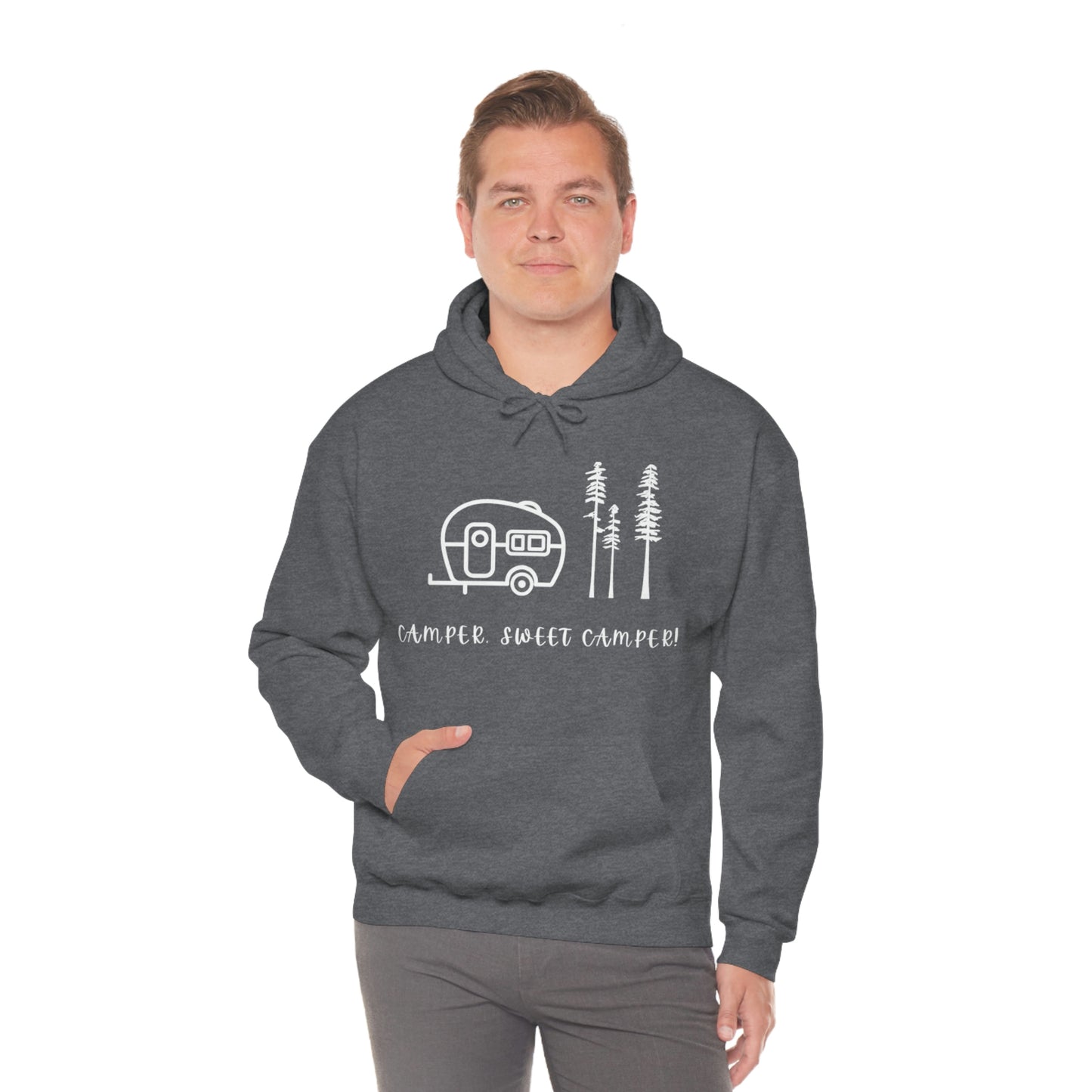 Camper, Sweet Camper Unisex Heavy Blend™ Hooded Sweatshirt, White Lettering