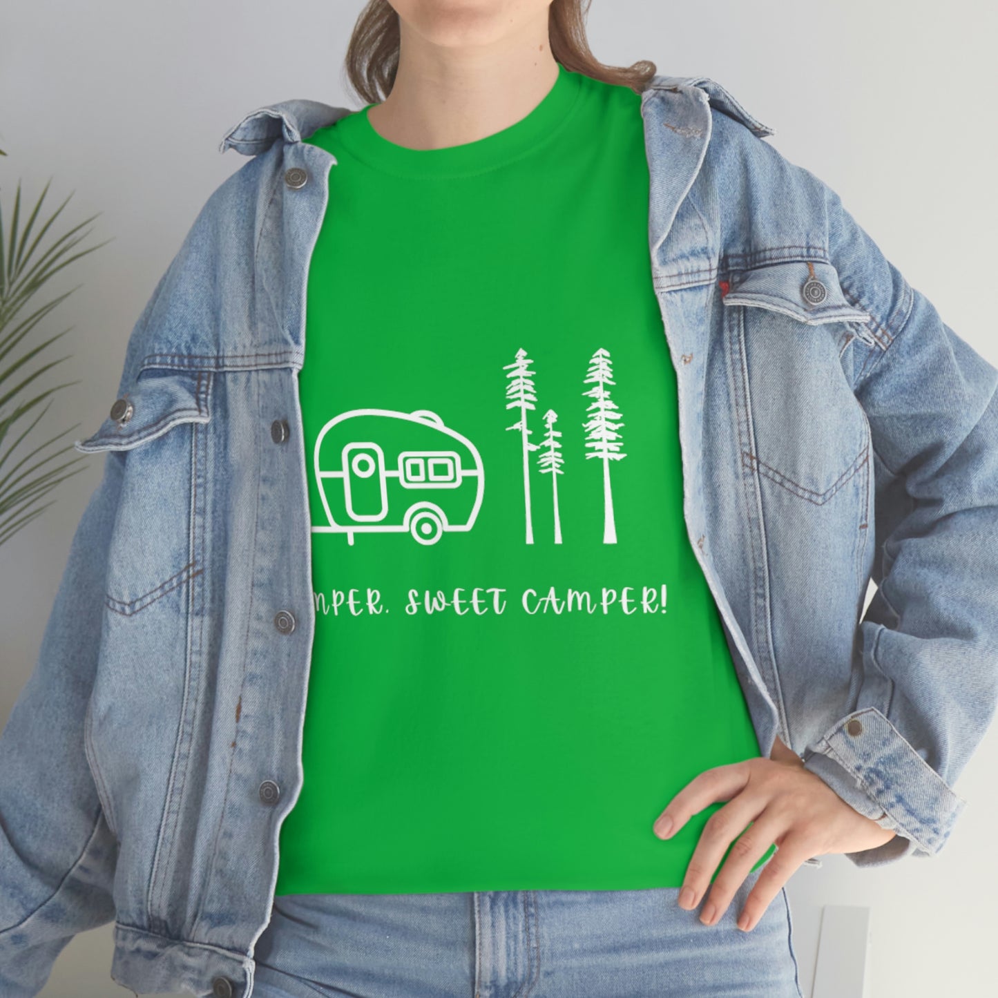 Camper, Sweet Camper Unisex Heavy Cotton Tee, White Lettering