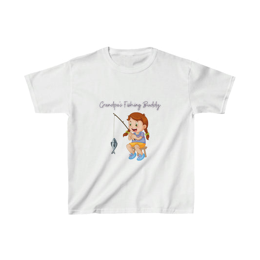 (Girl's) Grandpa's Fishing Buddy Kids Heavy Cotton™ Tee