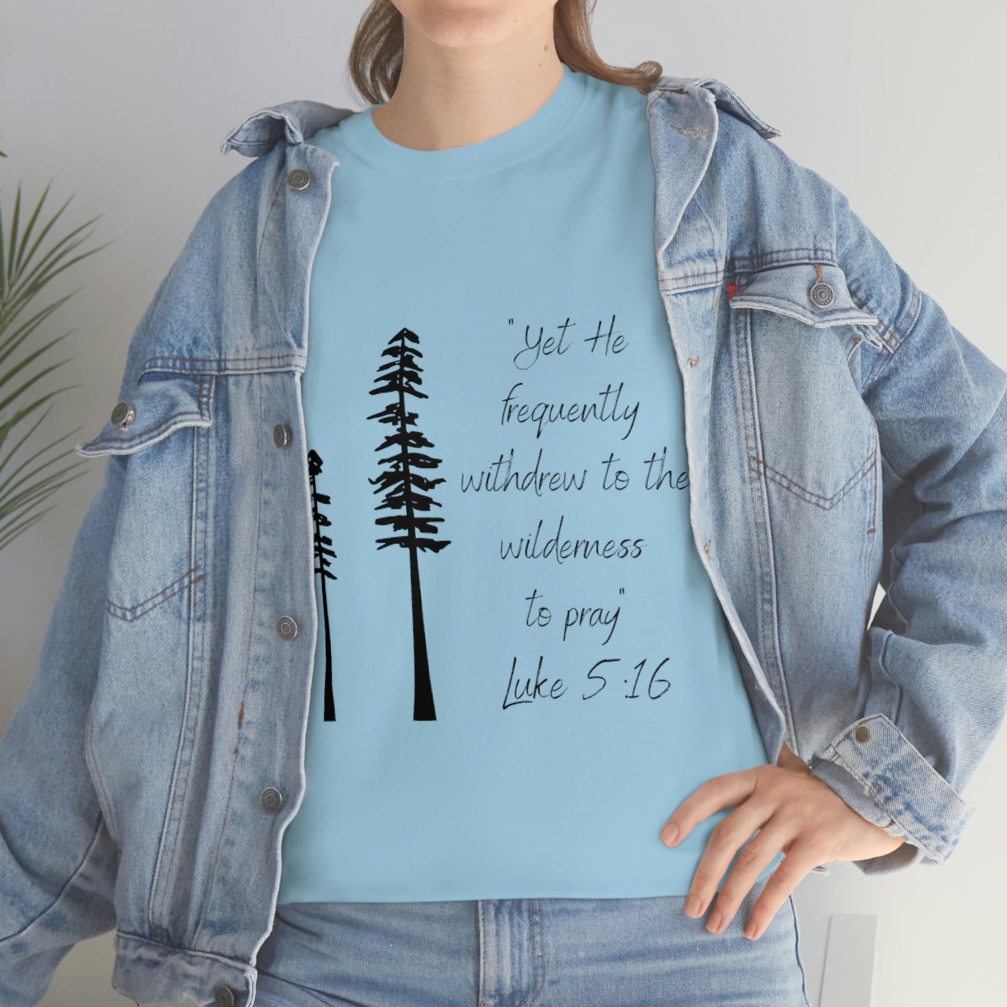 Luke 5:16 Unisex Heavy Cotton Tee, Black Lettering