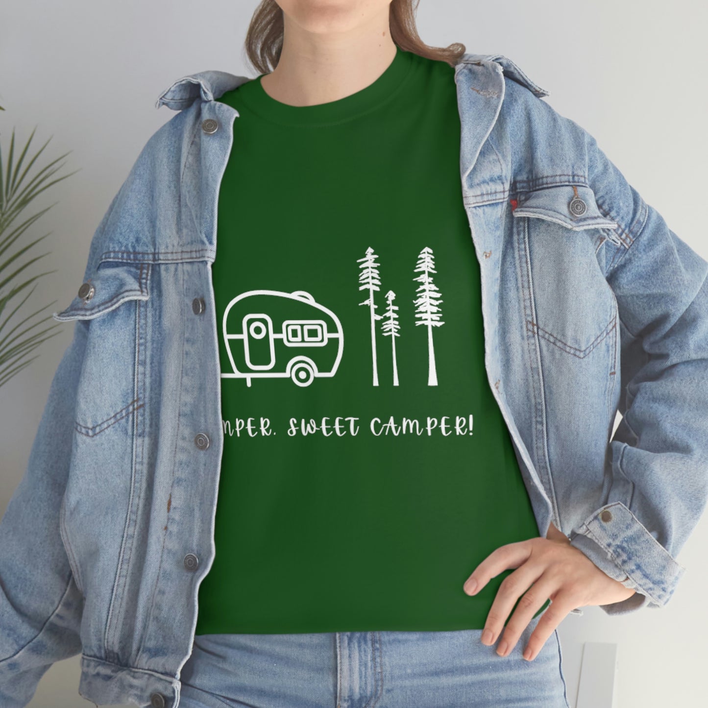 Camper, Sweet Camper Unisex Heavy Cotton Tee, White Lettering