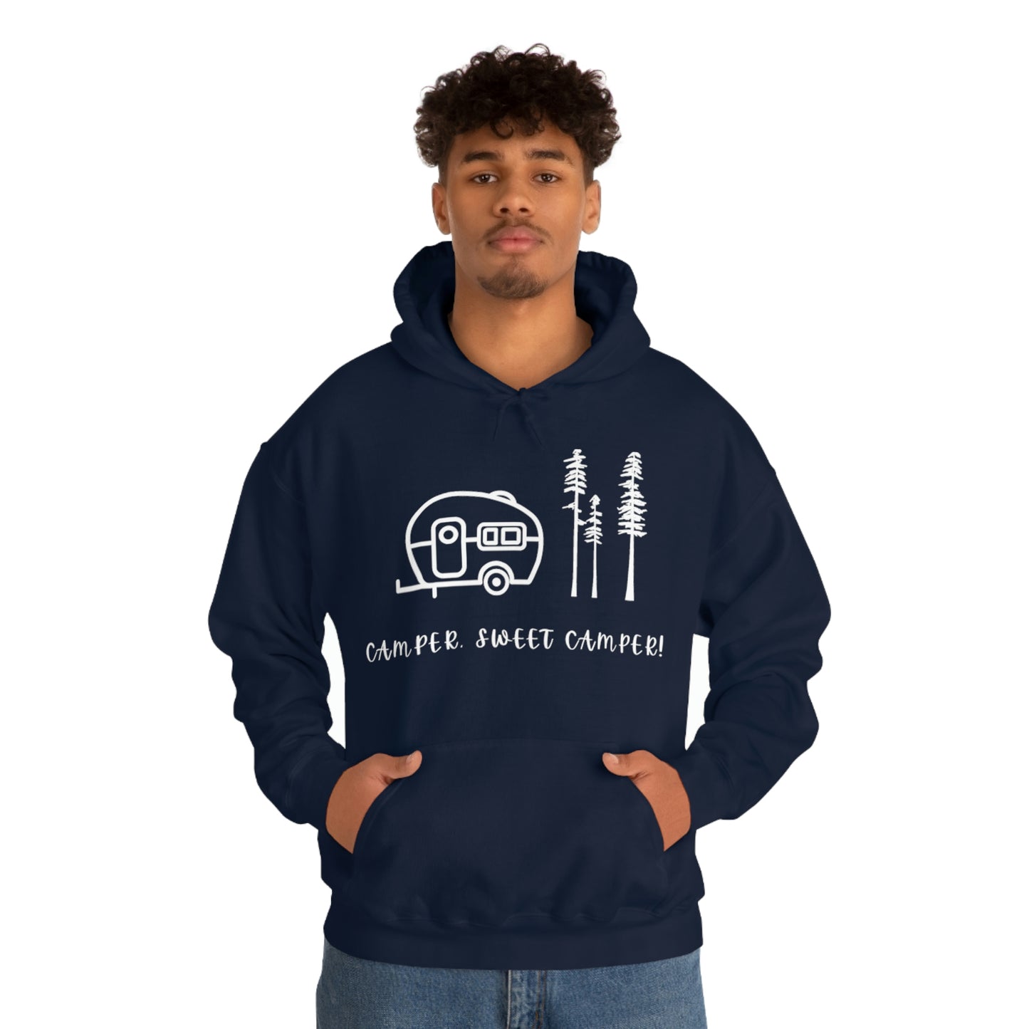 Camper, Sweet Camper Unisex Heavy Blend™ Hooded Sweatshirt, White Lettering