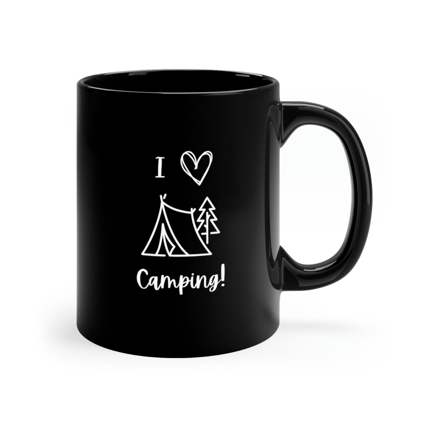 11oz I "Heart" Camping Black Mug