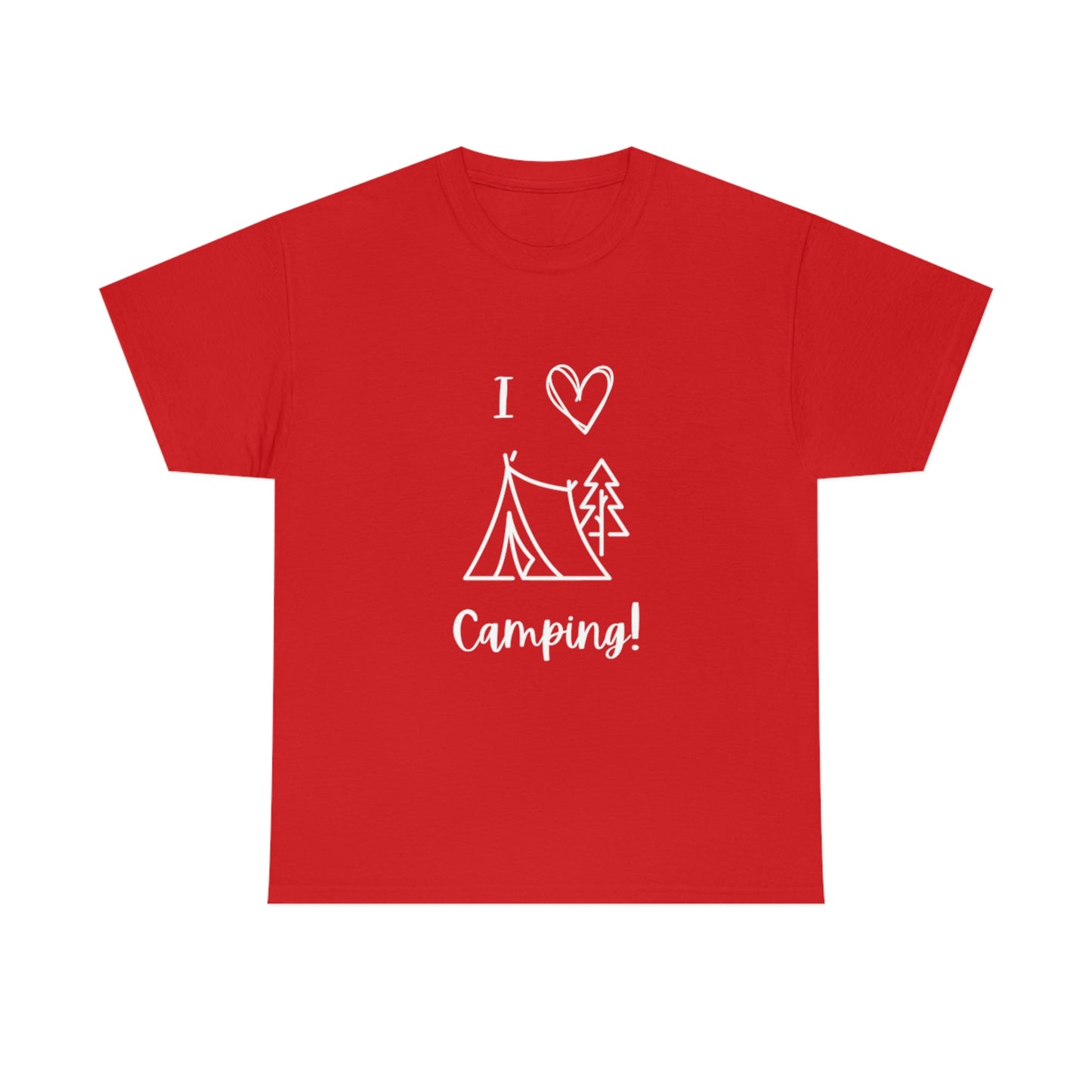 I "Heart" Camping Unisex Heavy Cotton Tee, White Lettering