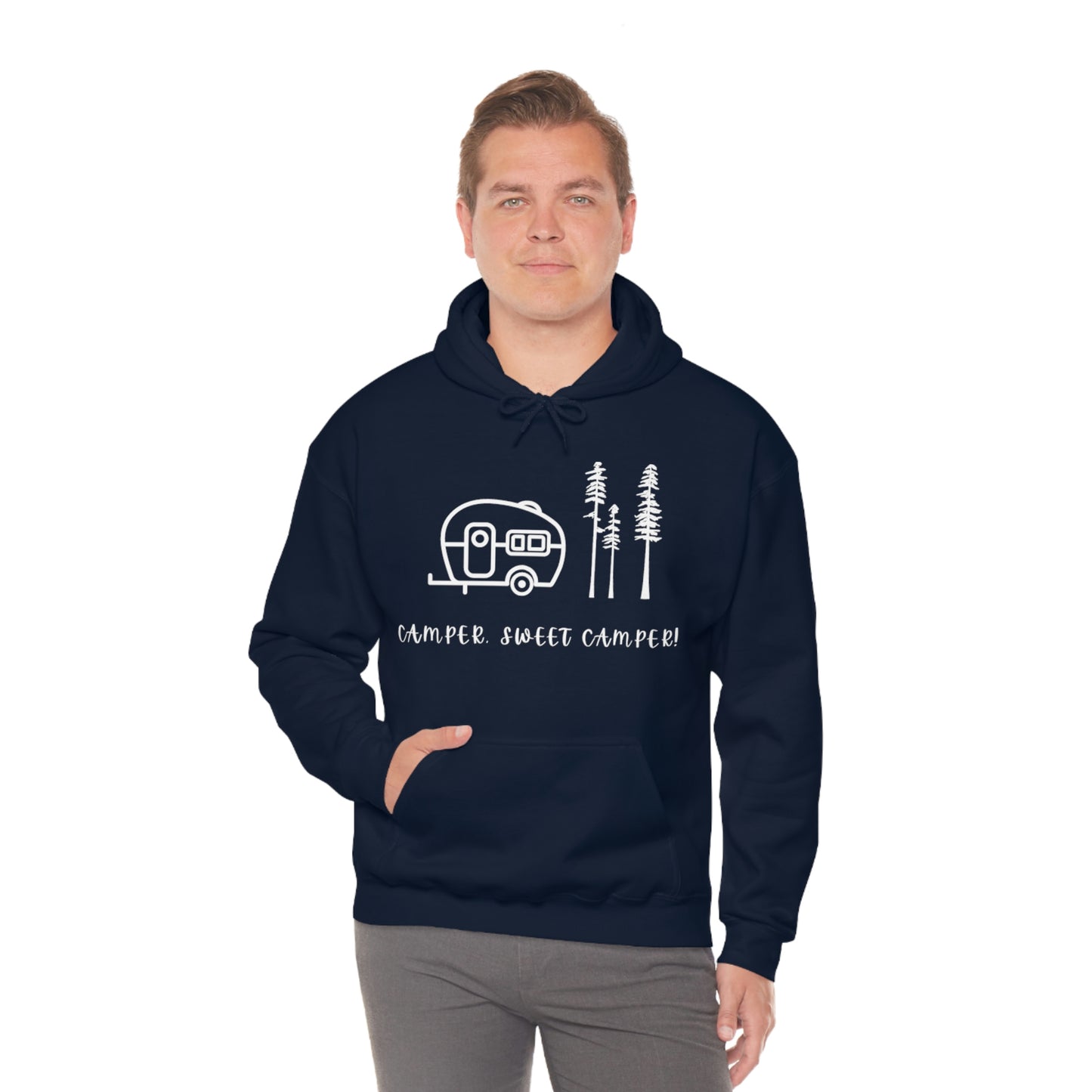 Camper, Sweet Camper Unisex Heavy Blend™ Hooded Sweatshirt, White Lettering